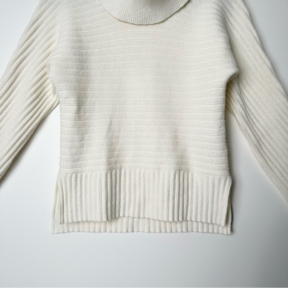 Anthropologie Moth Cream White Oversized Slouchy Ribbed Cowl Neck Sweater - Picture 5 of 14